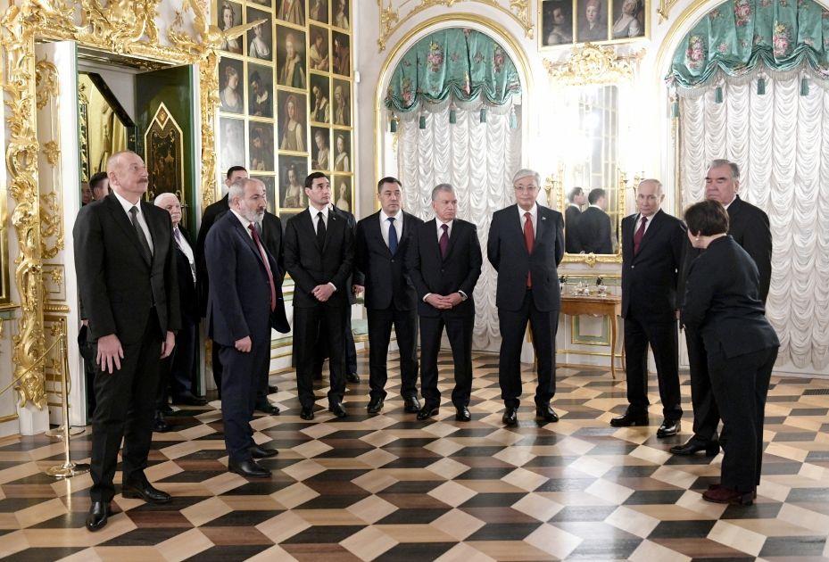 President Ilham Aliyev Visits Grand Peterhof Palace In Saint Petersburg