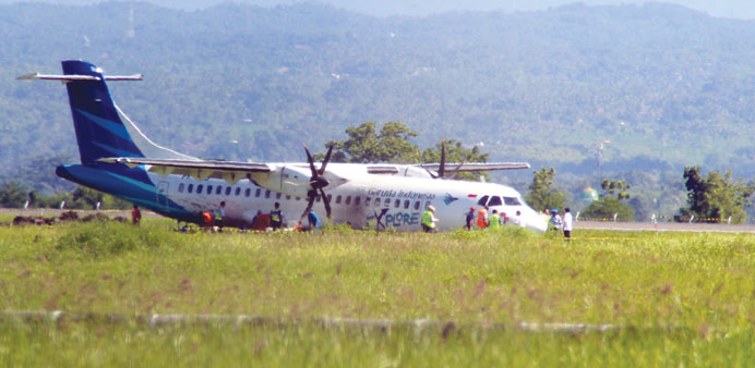 Aircraft skids off runway on holiday island