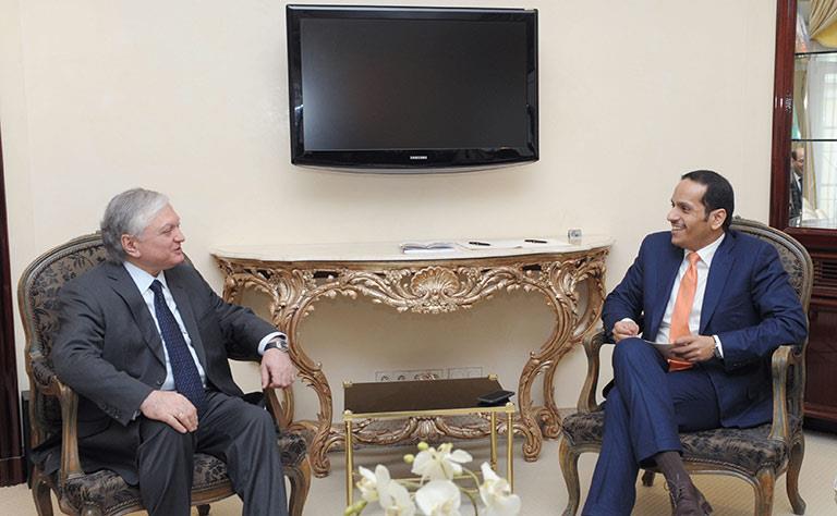 Qatar- HE Foreign Minister Meets Armenian Ukrainian Norwegian Counterparts
