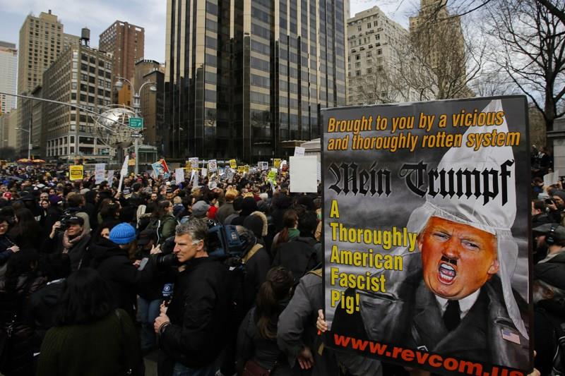 Anti Trump protesters rally in New York block Arizona road