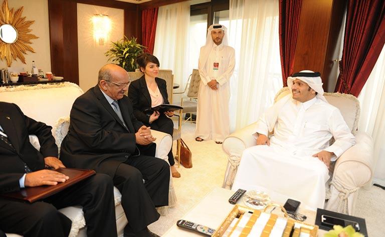 Qatar- Foreign Minister Meets Algerian, Lebanese Counterparts
