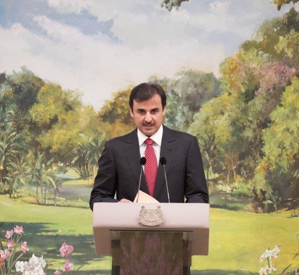 Qatar- Emir attends dinner banquet hosted by President of Singapore