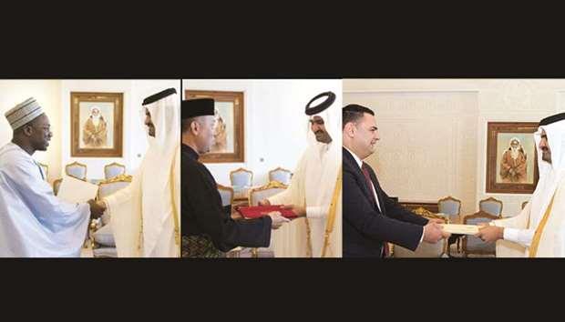 Deputy Emir receives credentials of three envoys