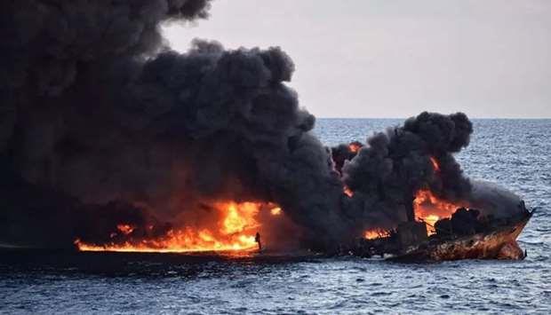 Iranian tanker sinks engulfed in flames, official says no hope of survivors