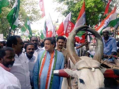 Qatar- Bullock cart protest in Kerala as fuel prices hiked