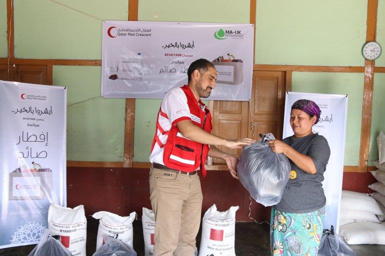 Qatar- QRCS distributes food packages to 12,500 beneficiaries in Myanmar