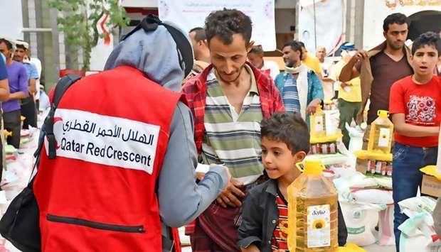 Qatar- QRCS delivers food parcels to 68,670 beneficiaries in Yemen