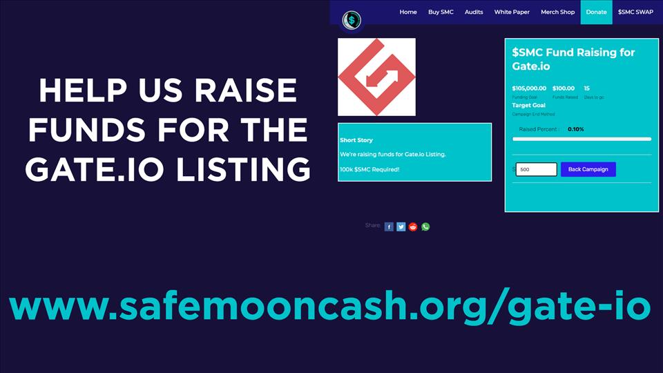 Safemoon Cash To Run Gate Io Listing Crowdfund Campaign Menafn Com