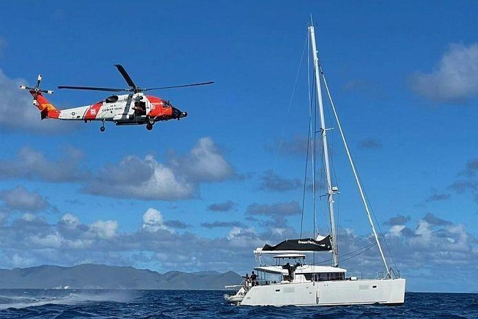 US Coast Guard rescue crews medevacs sailing vessel near St Thomas, USVI