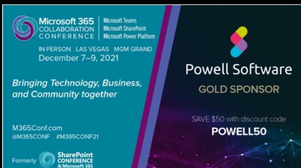 Powell Software To Sponsor, Speak and Exhibit at Microsoft's M365 Collaboration Conference, 12/7-12/9, Las Vegas, Nevada