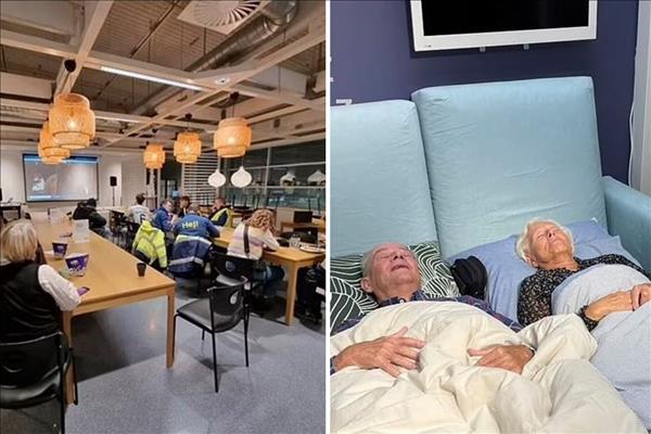 Afghanistan - IKEA customers sleep in the store's showroom after being snowed in Denmark