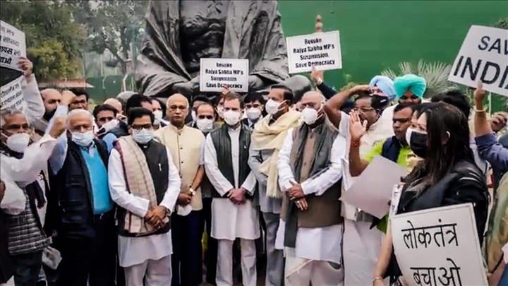 India - Rajya Sabha adjourned as Opposition protests MPs' suspension