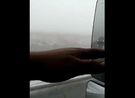 الاردن - فرحة سائق شاحنة بتساقط الثلوج - فيديو