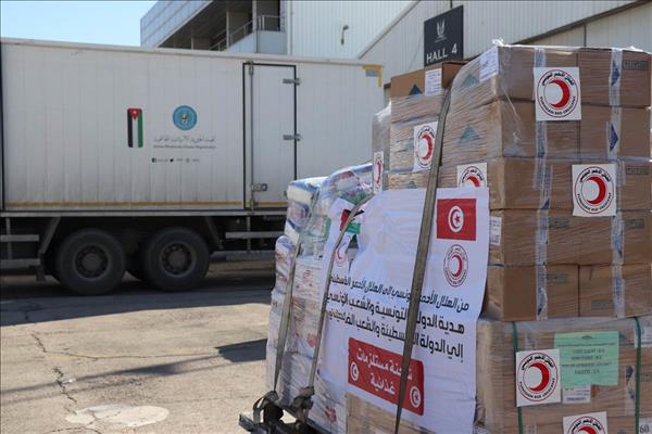الاردن - الخيرية الأردنية الهاشمية تستقبل طائرة مساعدات تونسية لصالح فلسطين