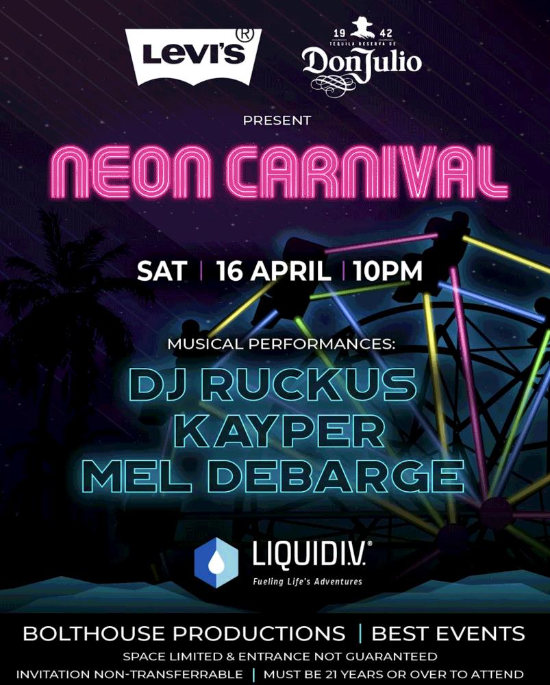 LEVI'S® AND TEQUILA DON JULIO PRESENT NEON CARNIVAL IN ASSOCIATION WITH