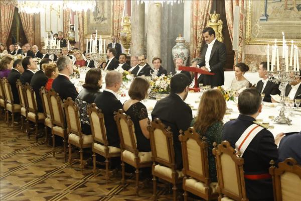 Amir, Sheikha Jawaher Attend State Dinner Banquet Hosted By King And Queen Of Spain