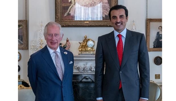 HH The Amir Meets UK Crown Prince