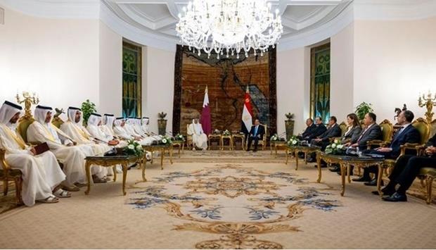 HH The Amir And Egyptian President Hold Official Talks