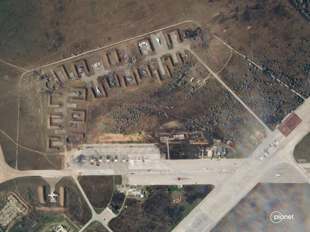 Satellite Images Show Destruction At Russian Air Base In Crimea