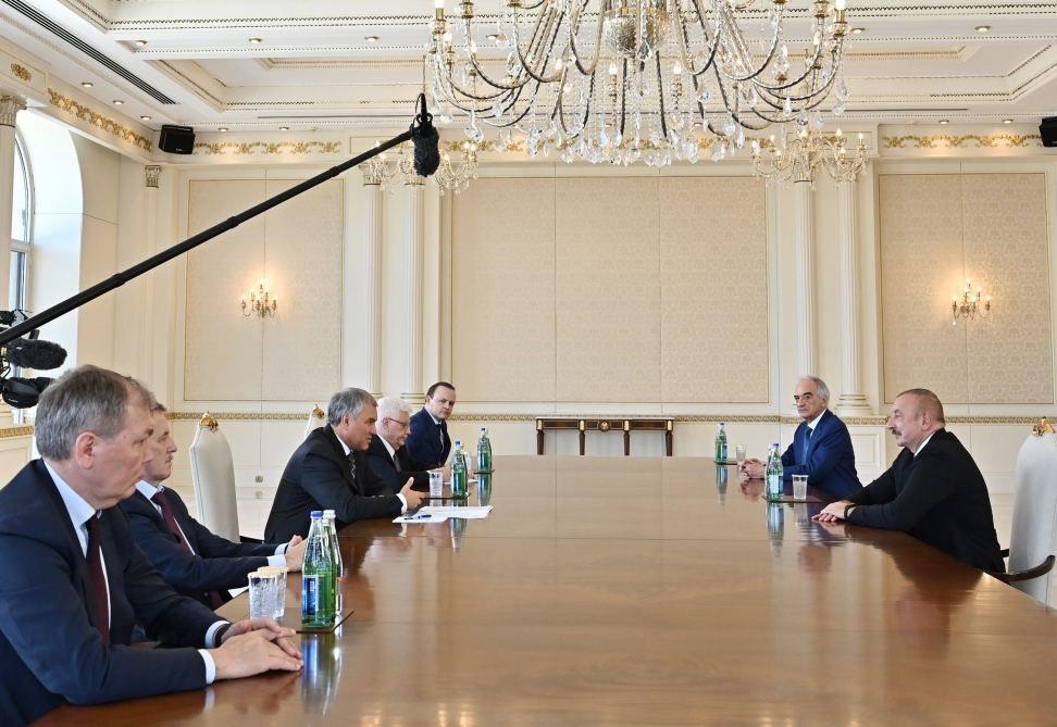 President Ilham Aliyev Receives Chairman Of Russian State Duma
