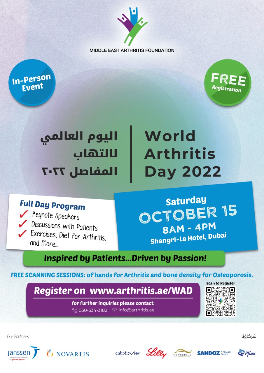 Middle East Arthritis Foundation to shed light and bust misconceptions about the debilitating disease on its global awareness day