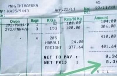 K'taka Farmer Gets Rs 8.36 For Selling 205 Kg Onions, Receipt Goes Viral