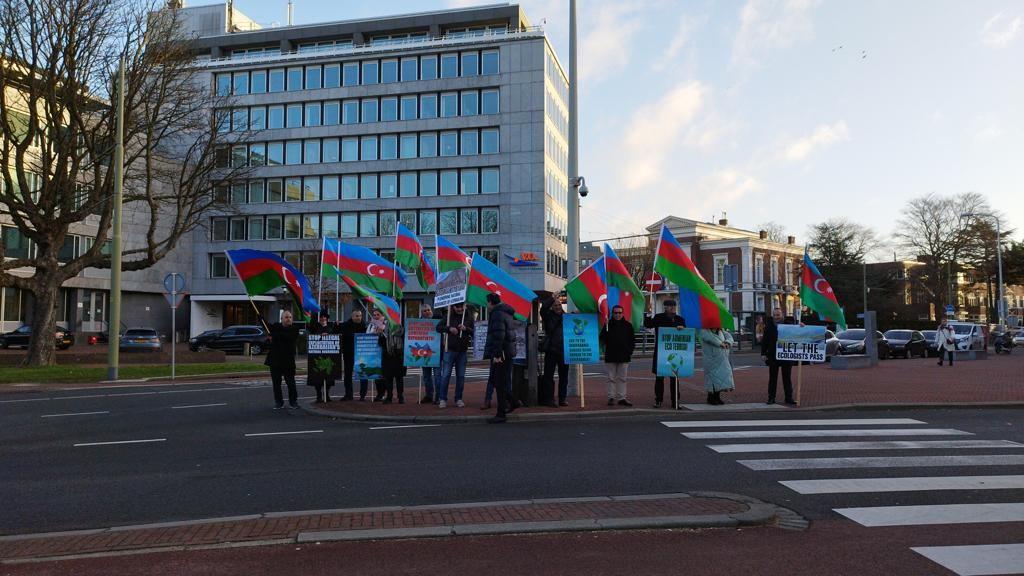 Azerbaijani Diaspora Activists Gather In Front Of Peace Palace In The Hague