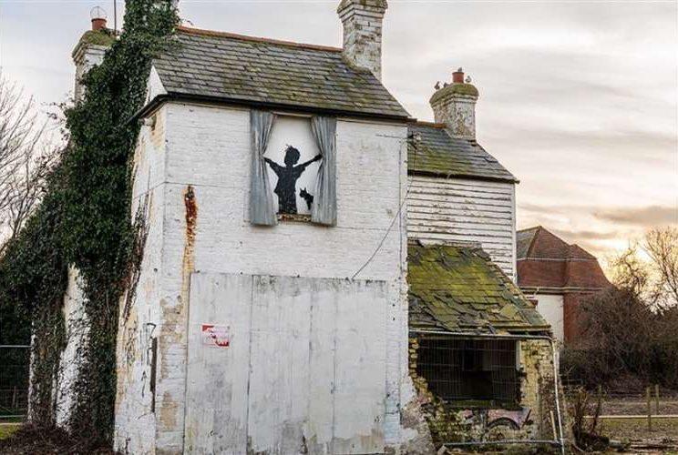 Banksy Created His Latest Artwork On A Rundown Farmhouse By The British Seaside-Only To Have It Immediately Destroyed
