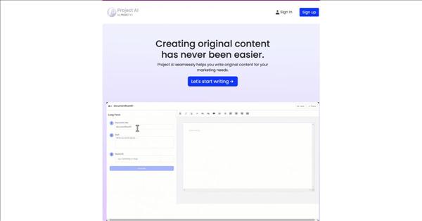 Project 100 Launches Innovative AI Writing Tool Designed To Eliminate Writer's Block
