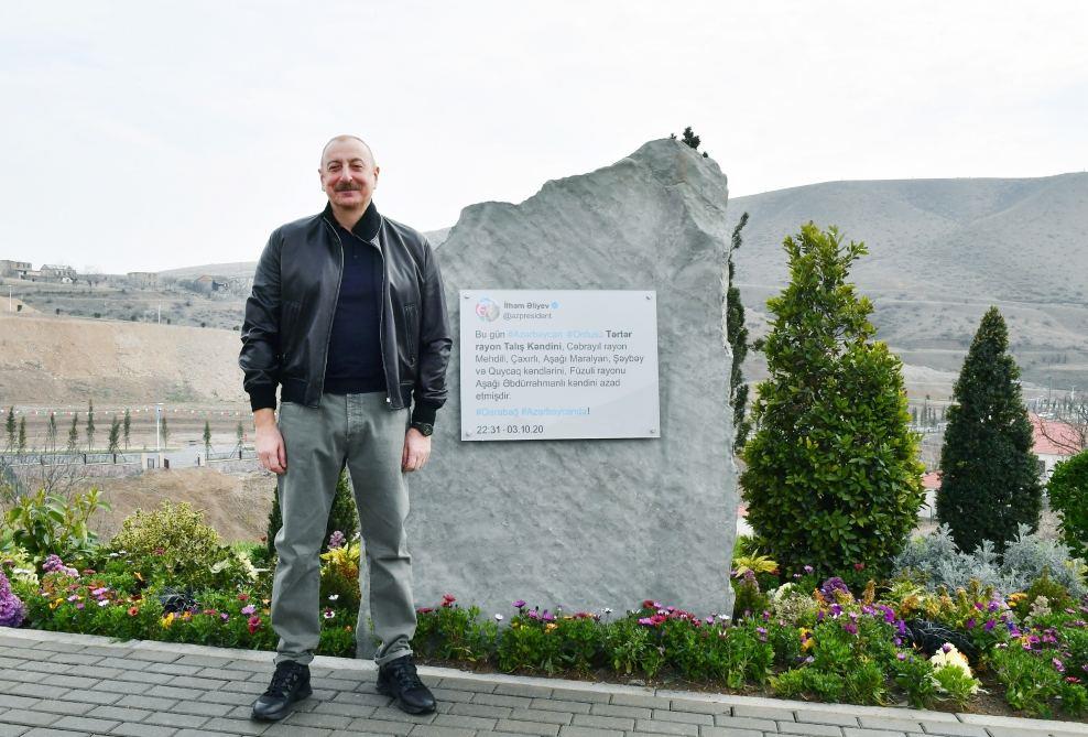 President Ilham Aliyev, First Lady Mehriban Aliyeva Inspected Memorial Stone In Talish Village