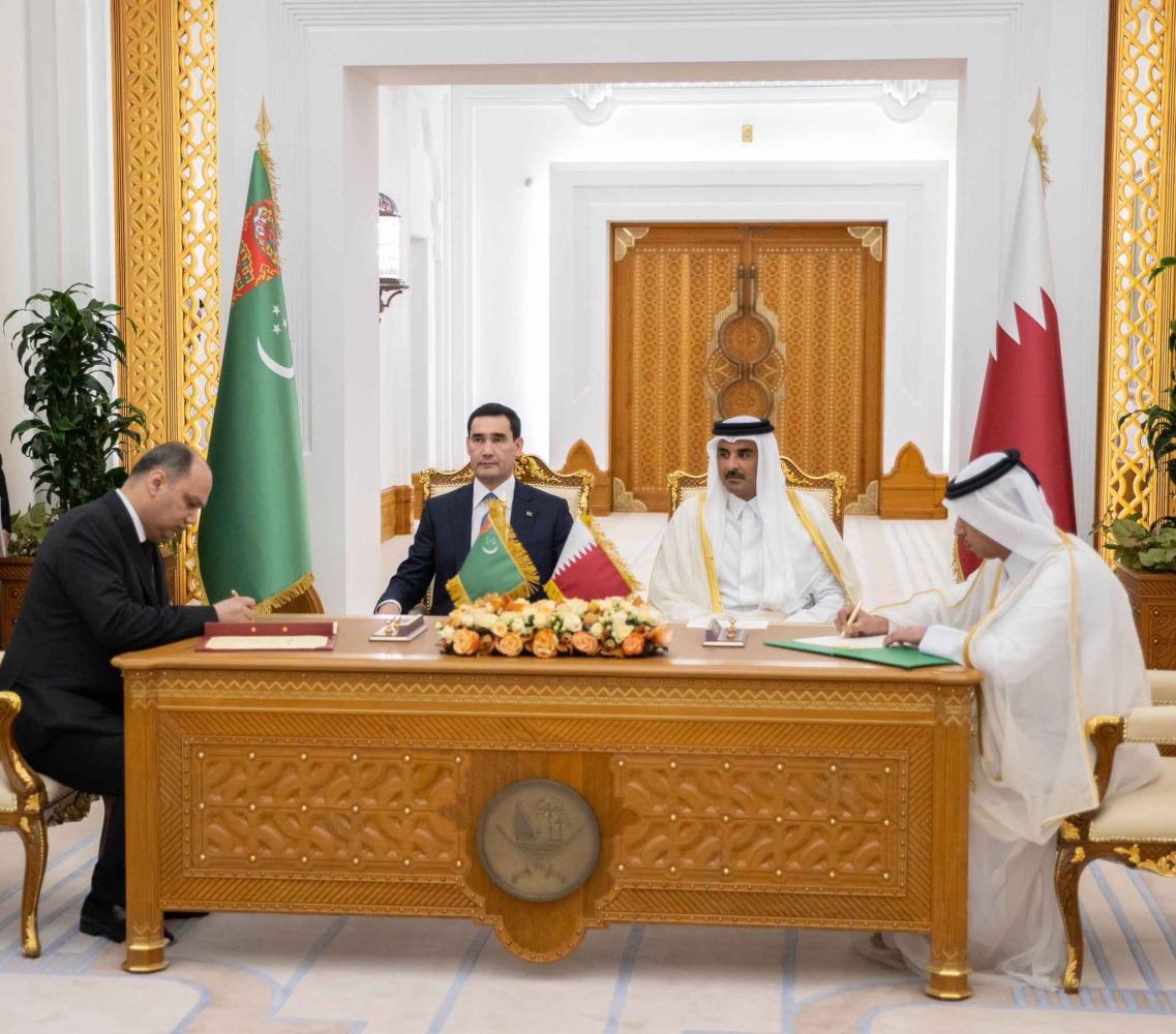 Amir And Turkmen President Witness Signing Of A Number Of Agreements And Mous