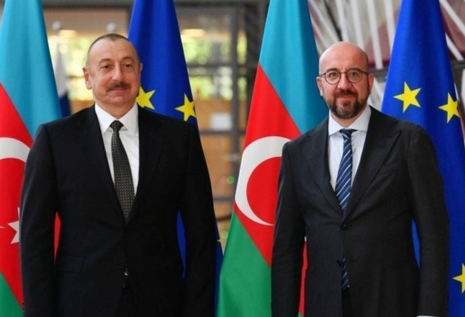 Azerbaijani President Updates Charles Michel On Lachin-Khankandi Road Situation