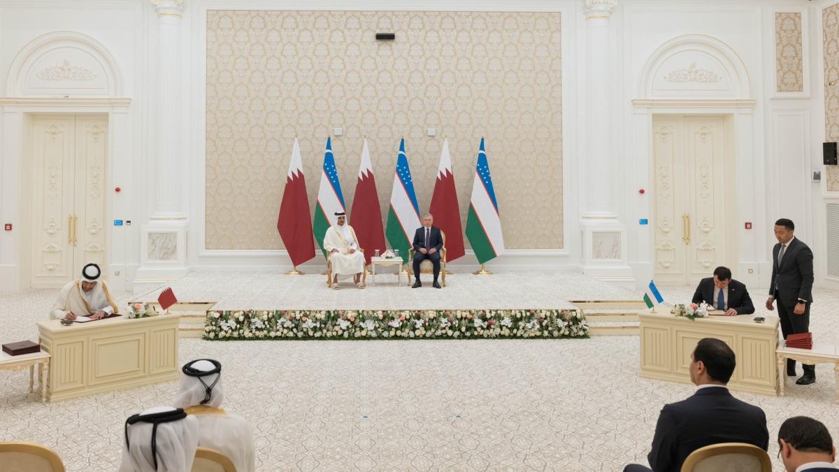 Amir, Uzbek President Witness Signing Of Agreements, Memoranda Of Understanding