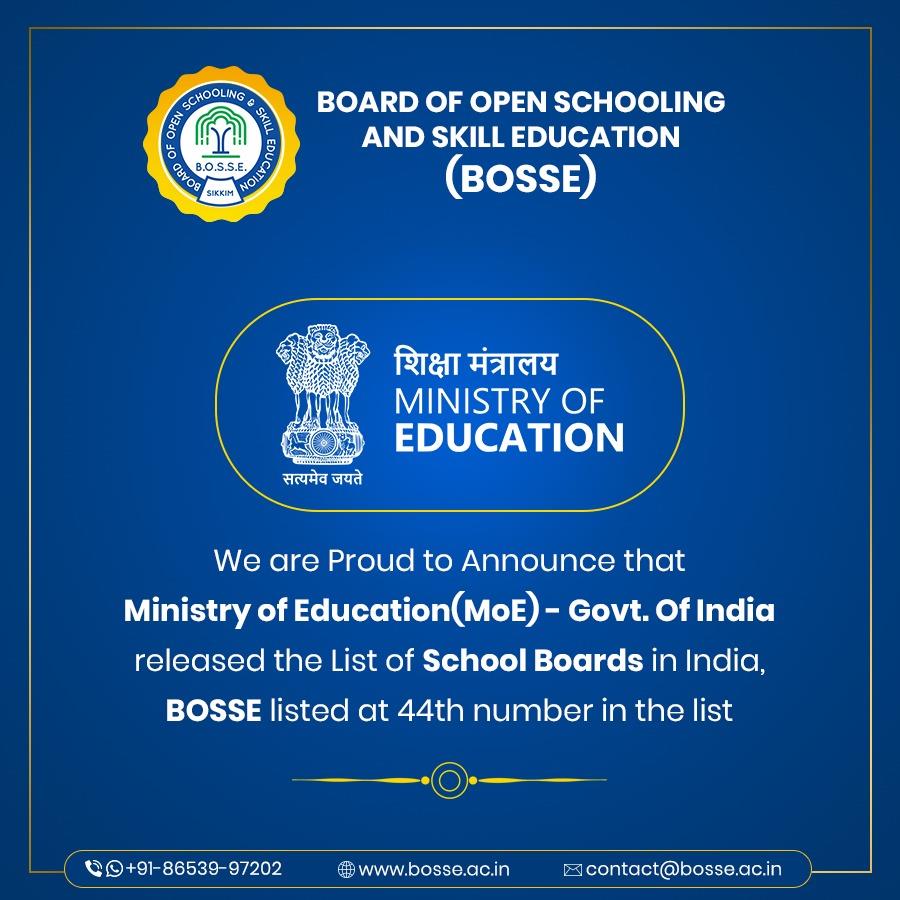 Ministry Of Education, Government Of India Listed BOSSE