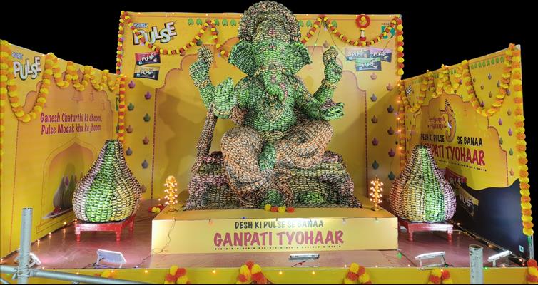 Distinctive 'Pulse Candy' Ganesh Idol Installed In Lalbaugcha Raja Pandal In Mumbai