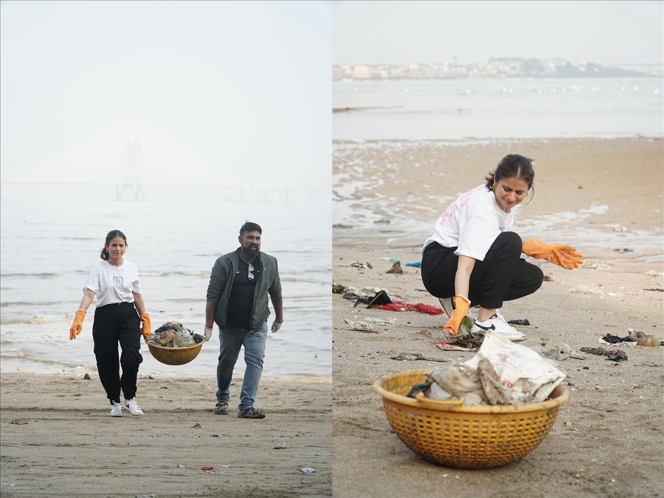 Rasika Dugal Participates In Beach Cleanup Drive Post Ganpati Visarjan