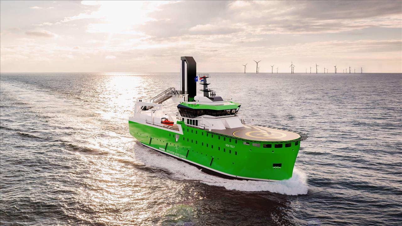 Damen Launches World's First Fully Electric SOV Capable Of Charging Offshore At OEEC 2023