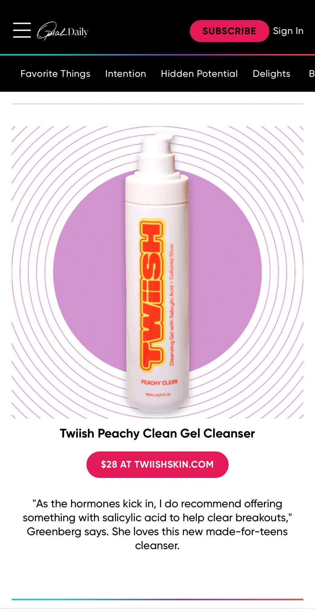 Oprahdaily Names Twiish Peachy Clean Gel Cleanser One The Best Makeup Gifts For Tweens