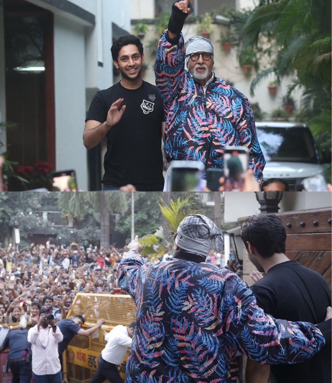 Amitabh Bachchan Joined By Agastya Nanda For Fan Meet Up At Jalsa