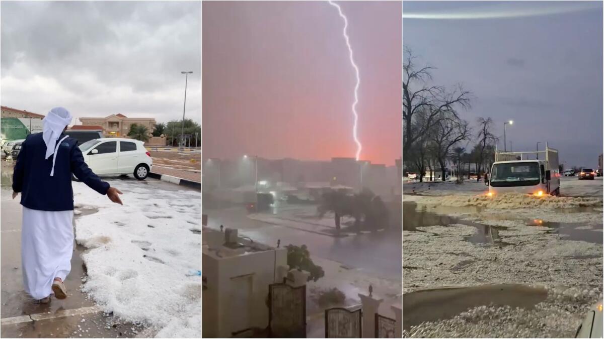 Watch: UAE Residents Wake Up To Thunderstorms, Streets Covered In Hail The Size Of Golf Balls