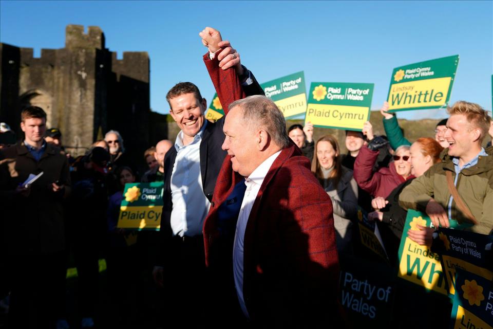 Plaid Cymru's Staggeringly Large Victory In Caerphilly Is A Warning To Both Labour And Reform Plaid Cymru Leader Rhun ap Iorwerth and Lindsay Whittle celebrate their win in the Caerphilly Senedd byelection.        Alamy/Andrew Matthews
