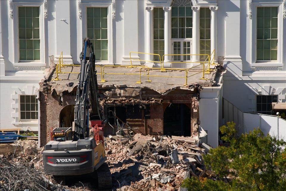 Demolishing The White House East Wing To Build A Ballroom Embodies Trump's Heritage Politics Demolition in process on the East Wing of the White House, Oct. 23, 2025.          AP Photo/Jacquelyn Martin