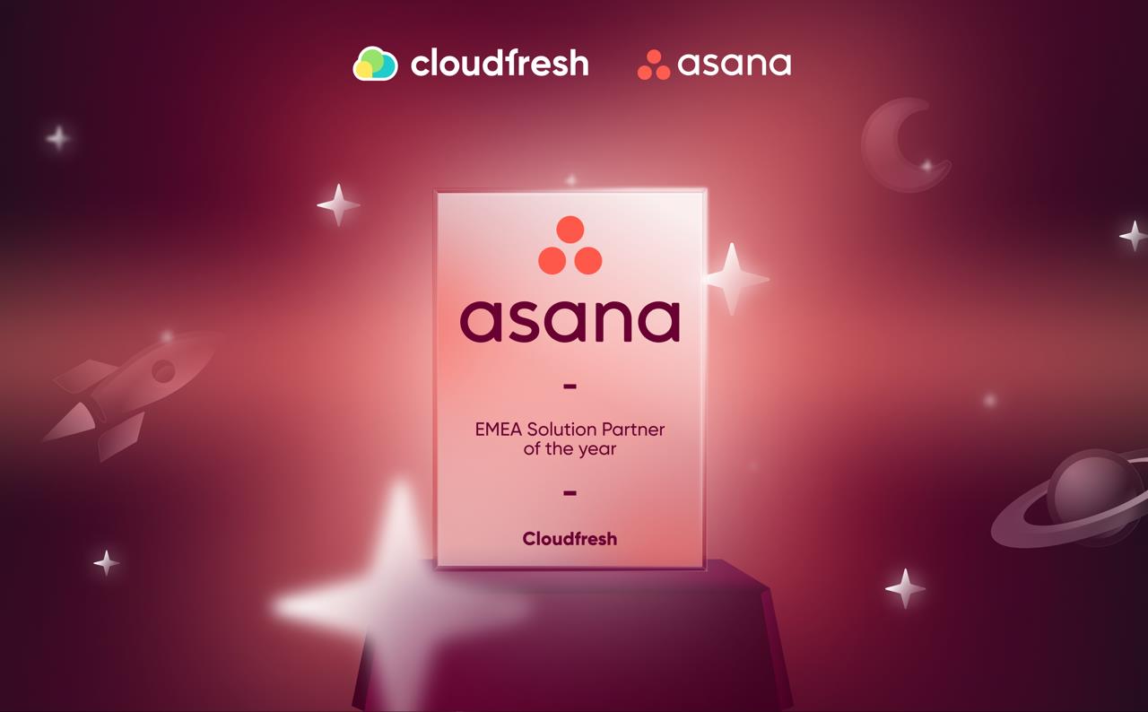 تكريم شركة Cloudfresh بجائزة "شريك الحلول للعام" في منطقة أوروبا والشرق الأوسط وإفريقيا من شركة Asana تكريم شركة Cloudfresh بجائزة "شريك الحلول للعام" في منطقة أوروبا والشرق الأوسط وإفريقيا من شركة Asana