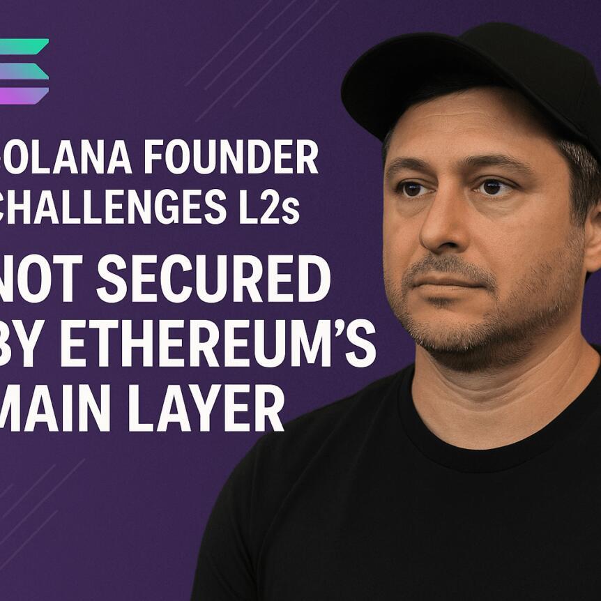 Solana Founder Challenges L2s: Not Secured By Ethereum's Main Layer Solana Founder Challenges L2s: Not Secured By Ethereum's Main Layer
