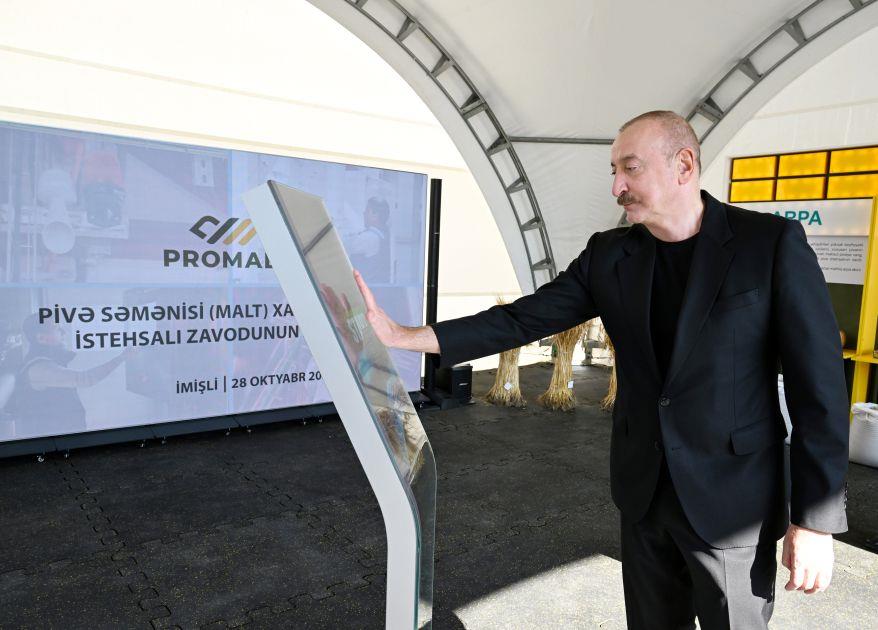 President Ilham Aliyev Attends Inauguration Of Barley Malt Processing Facility In Imishli President Ilham Aliyev Attends Inauguration Of Barley Malt Processing Facility In Imishli
