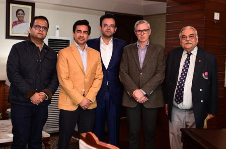 Rohan Jaitley, Mithun Manhas Meet J&K CM Omar Abdullah To Boost Cricket Infrastructure Rohan Jaitley, Mithun Manhas Meet J&K CM Omar Abdullah To Boost Cricket Infrastructure