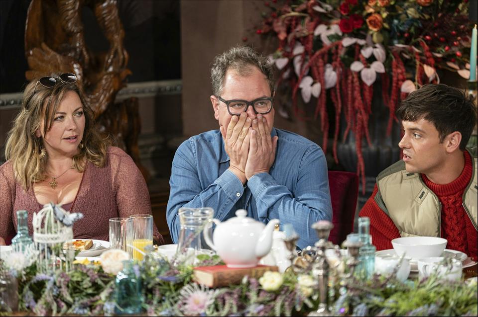 Celebrity Traitors: Why We Sweat When We're Nervous  Or Lying Alan Carr worried about how his ‘sweating problem’ would affect his Traitors performance.          BBC/ Studio Lambert/ Euan Cherry