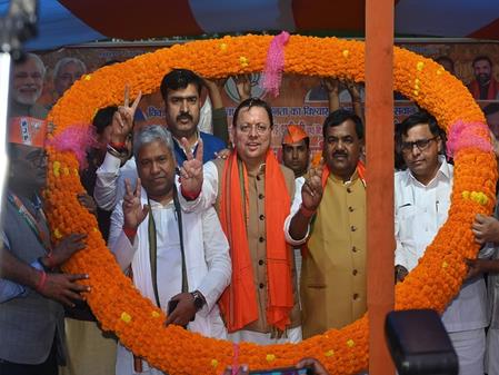 U'kand CM Dhami Accuses Rahul, Tejashwi Of Divisive Politics At Bihar's Harsidhi Rally U'kand CM Dhami Accuses Rahul, Tejashwi Of Divisive Politics At Bihar's Harsidhi Rally