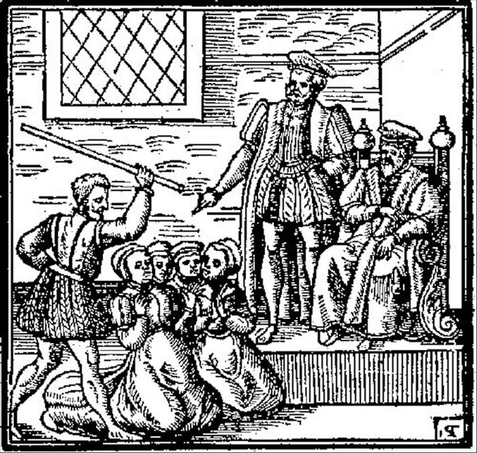 The Scottish King Who Wrote A Treatise On Demonology And Obsessed Over Witches Suspected witches kneeling before James VI in Daemonologie, his 1597 treatise on witches.        Wikimedia Commons