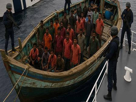 ICG Detains Bangladeshi Trawler With 15 Fishermen For Intruding Into Indian Waters